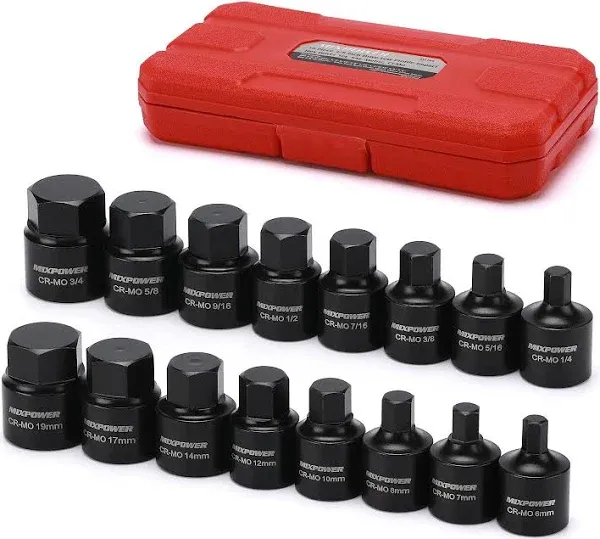 MIXPOWER 3/8-Inch Drive Low Profile Impact Hex Driver Set