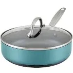 Anolon Achieve Hard Anodized Nonstick Sauté Pan with Lid, 3 Quart - Teal