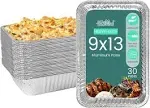 Disposable Aluminum Foil Pans - 30 Pack, 9x13 Inches - High Heat Conductivity - Baking, Grilling, Cooking, Storing