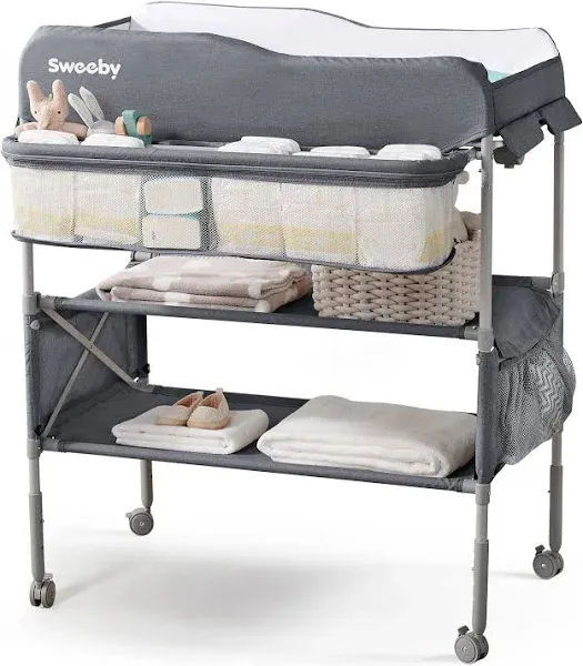  Portable Baby Changing Table, Foldable Changing Table Dresser Changing Grey