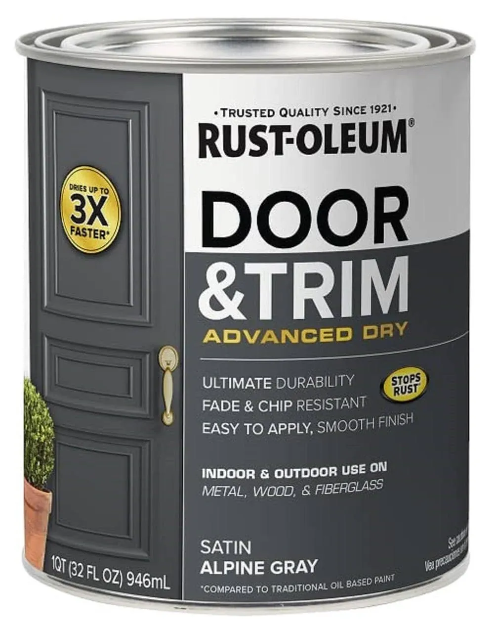 Rust-Oleum 369385 Advanced Dry Door & Trim Paint, Quart, Satin Cranberry