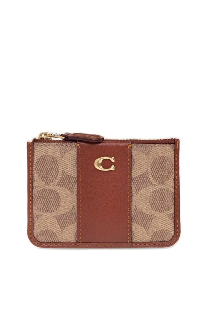 Shop Coach Mini Skinny Canvas Id Case In Brown