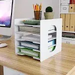 Natwind 7 Tiers Paper Organizer for Desk Desktop White File Holder Office Desk Organizer Mail Letter Tray & Paper Sorter Document Notebooks Storage Rack for Home Office School Classroom