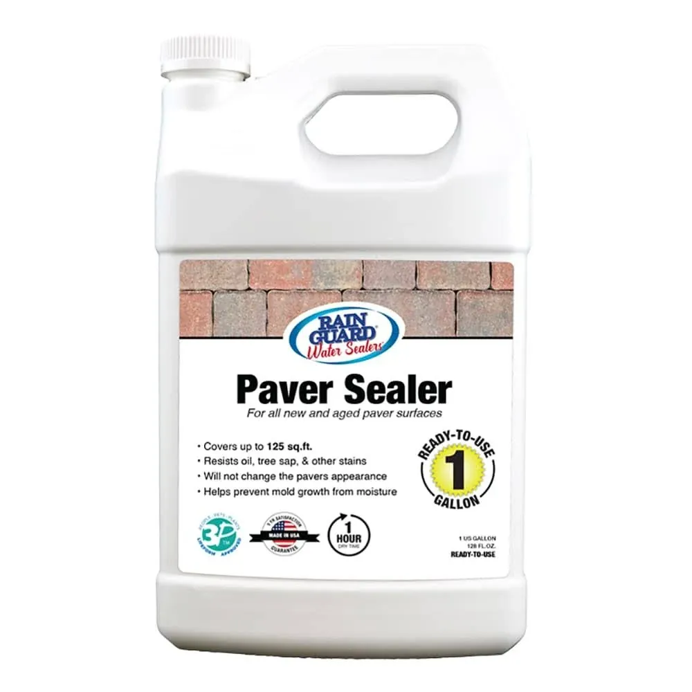 Rain Guard Water Sealers SP-5004 Paver Sealer 1 Gallon - Clear Natural Finish - Deep Penetrating Water Repellent Protection for All Paver Surfaces - Water-Based Silane/Siloxane