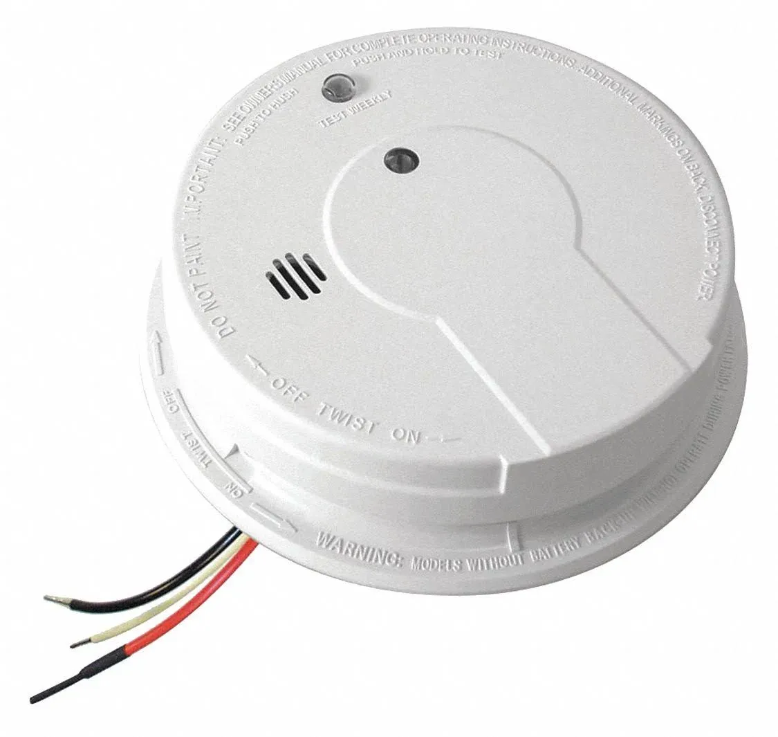 Kidde Ionization Smoke Alarm, Interconnecting, 120V with Battery Backup