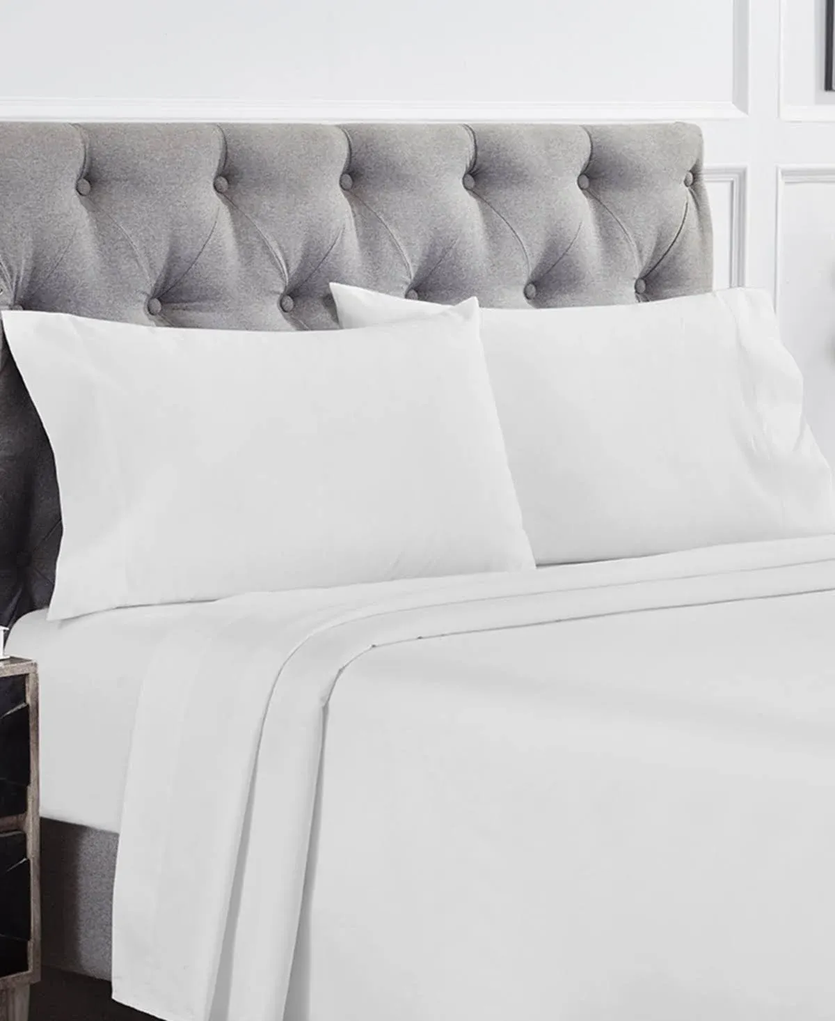 California Design den Luxury 1000 Thread Count King Size Sheets Set - 100% Cotton Sateen - Soft, Thick & Deep Pocket - Bright White