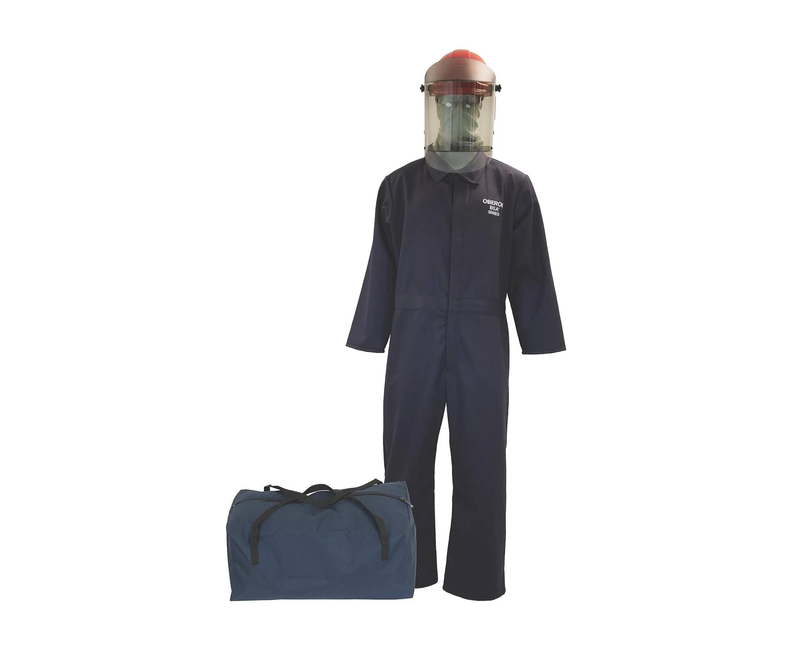 OBERON Arc Flash Coverall Kit - 8 CAL - Includes Hard Cap, Face Shield, Balacalva, Coveralls and Storage Bag - HRC2 SERIES