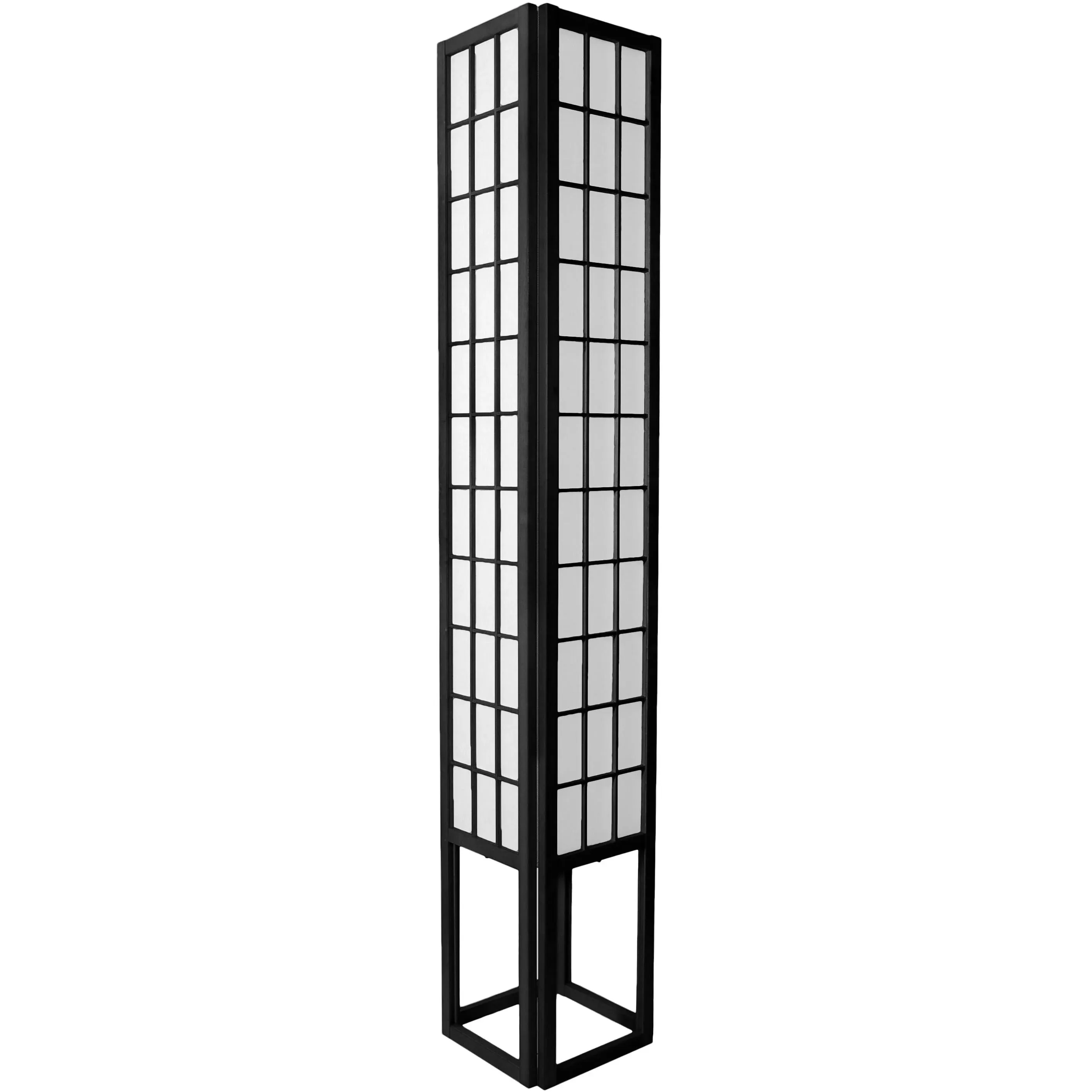 Red Lantern Window Pane Shoji, Black Lamp, 72" Tall