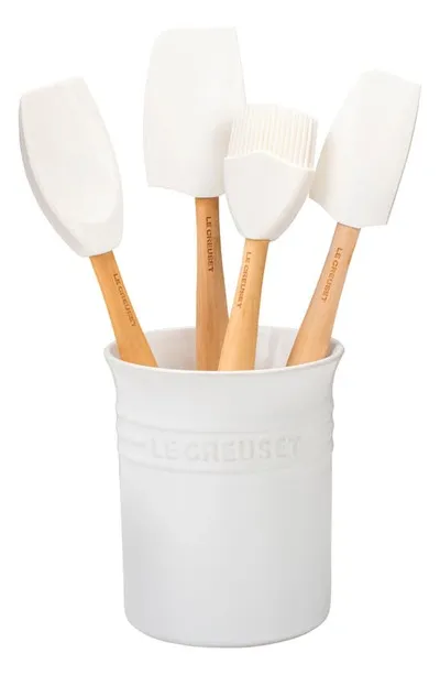 Le Creuset 5-Piece Craft Series Utensil Set with Crock | White