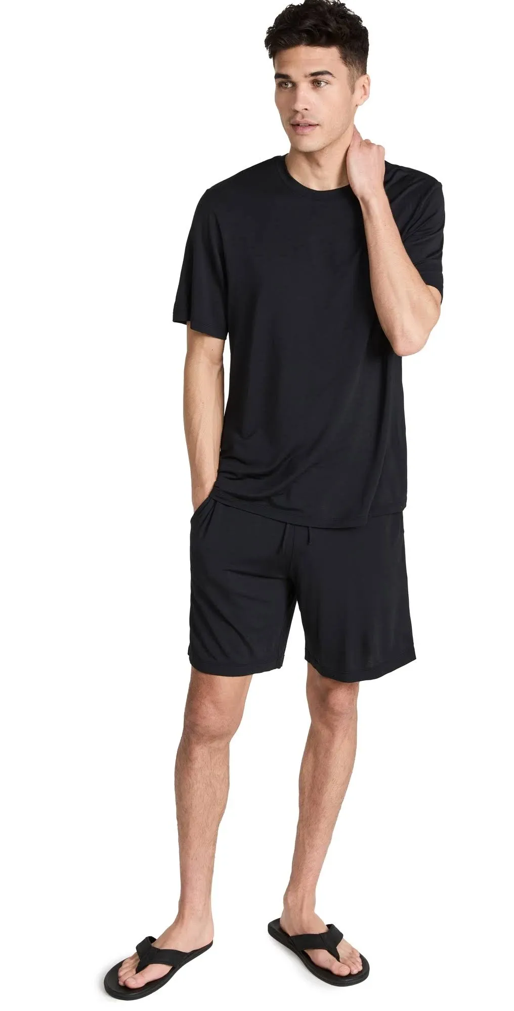 Eberjey Men's Henry Tencel Modal Short Pajama Set, Black, Medium