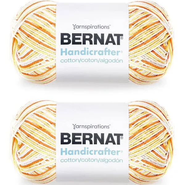 Bernat Handicrafter Cotton Big Ball Creamsicle Yarn - 2 Pack of 340g/12oz - Cotton - 4 Medium (Worsted) - 608 Yards - Knitting/Crochet