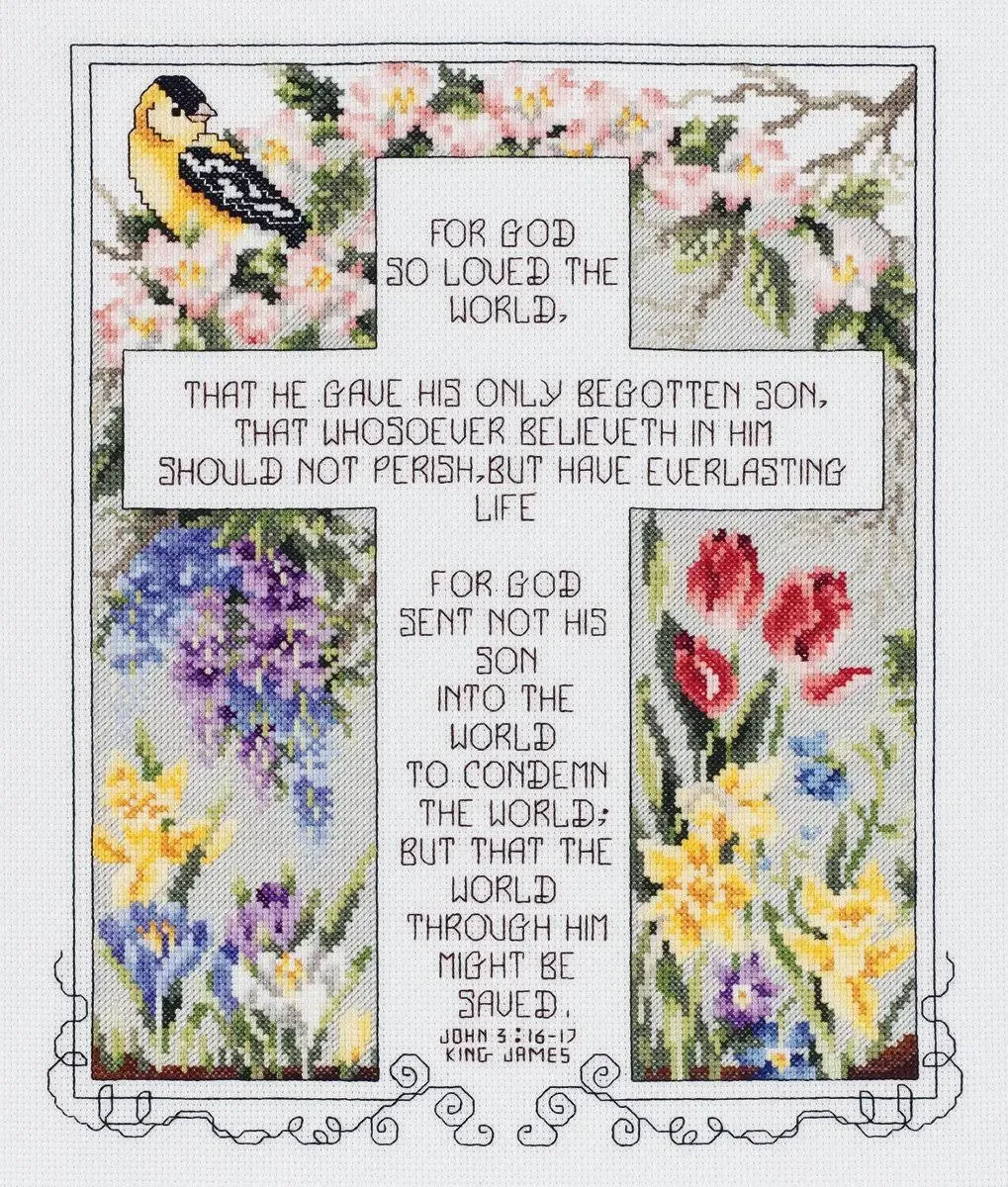 Janlynn Counted Cross Stitch Kit John 3:16-17 Religious 080-0476 NEW