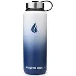 HYDRO CELL Stainless Steel Insulated Water Bottle with Straw - For Cold & Hot Drinks - Metal Vacuum Flask with Screw Cap and Modern Leakproof Sport Thermos for Kids & Adults (Navy/White 40oz)