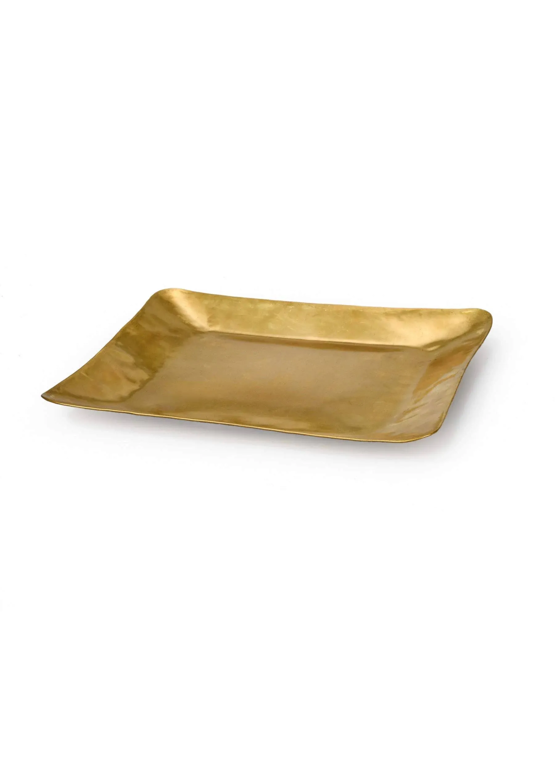 Antique Square Raw Brass Tray, Sold Individually, 12.5"x1"