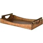 Kate and Laurel Ormond Walnut Wood Decorative Tray With Gold Metal Handles