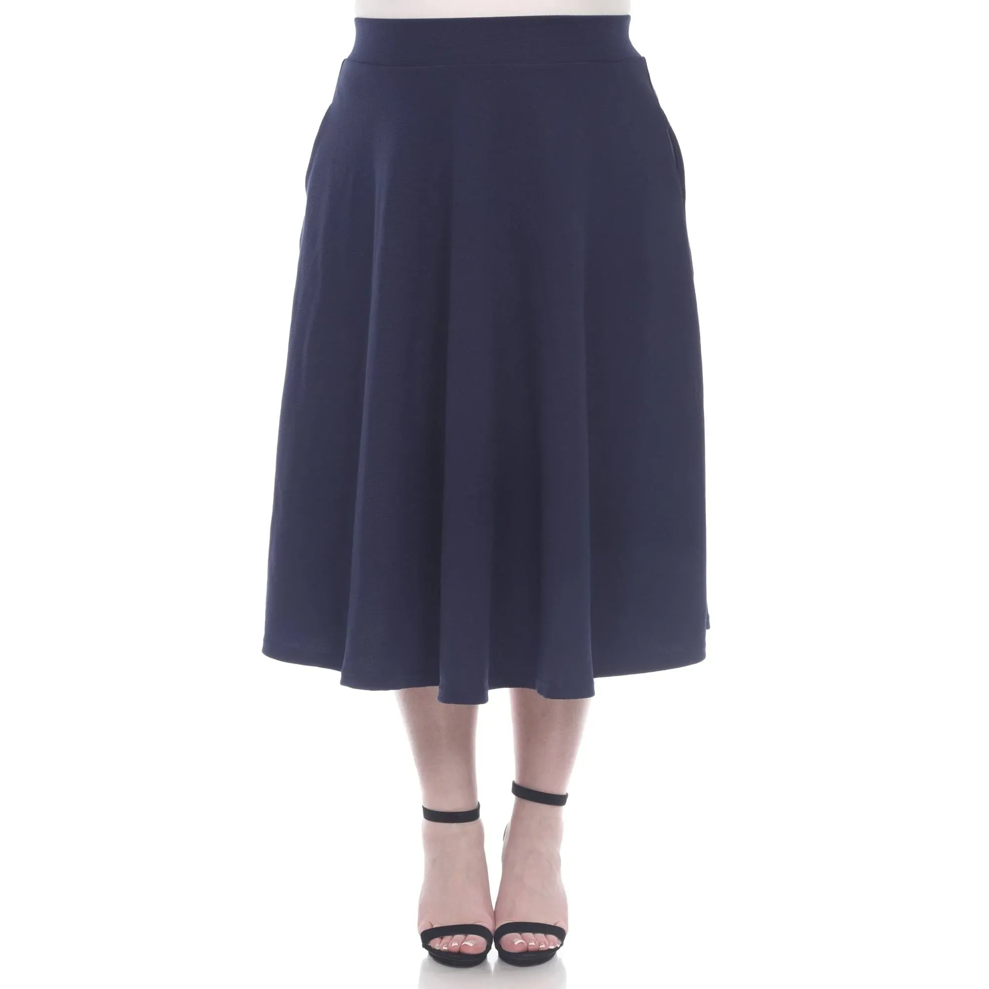 Plus Size White Mark Flare Midi Skirts