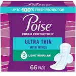 Poise Ultra Thin Incontinence Pads with Wings & Postpartum Incontinence Pads, 5 Drop Maximum Absorbency, Long Length, 60 Count