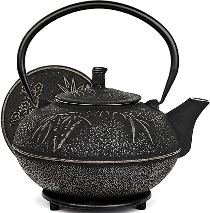 XXL Japanese Cast Iron Teapot Xtra Large Capacity 85Oz/2500ml/2,5L with Trivet and Loose Leaf Tea Infuser, Tea Kettle Stovetop, Tetsubin