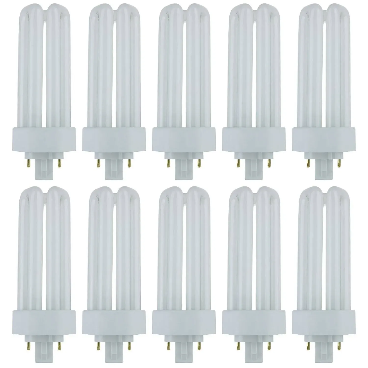 Sunlite PLT26/E/SP50K/10PK 5000K Super White Fluorescent 26W PLD Triple U-Shaped Twin Tube CFL Bulbs with 4-Pin GX24Q-3 Base (10 Pack)