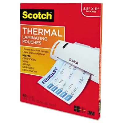 Scotch Thermo-Laminiertaschen, zur Verwendung mit Thermo-Laminiergeräten, 22,6 x 29,6 cm, Briefgröße, 100 Stück (1 Stück)