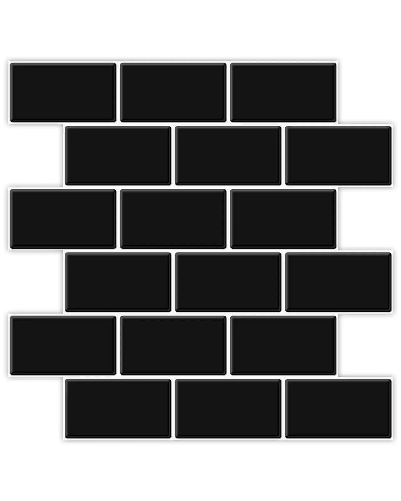 Art3d 10-Sheet Peel and Stick Backsplash, 12 in. x 12in. Black