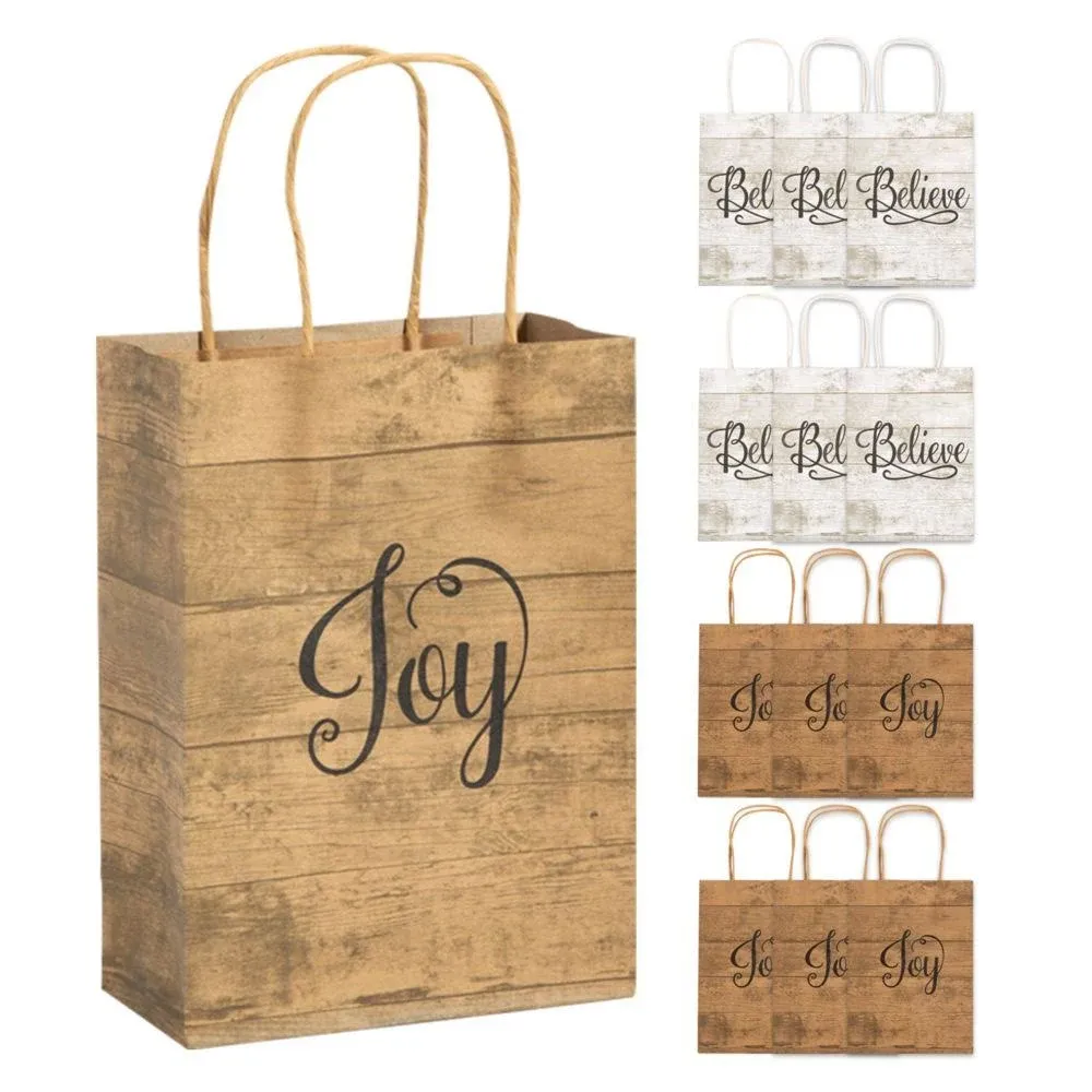 Medium Religious Kraft Paper Gift Bags, Party Supplies, 12 Pieces