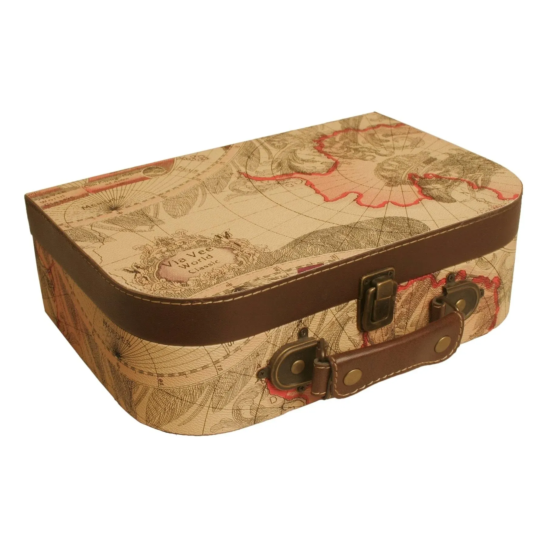 Wald Imports, Ltd. Large Map Faux Leather Suitcase