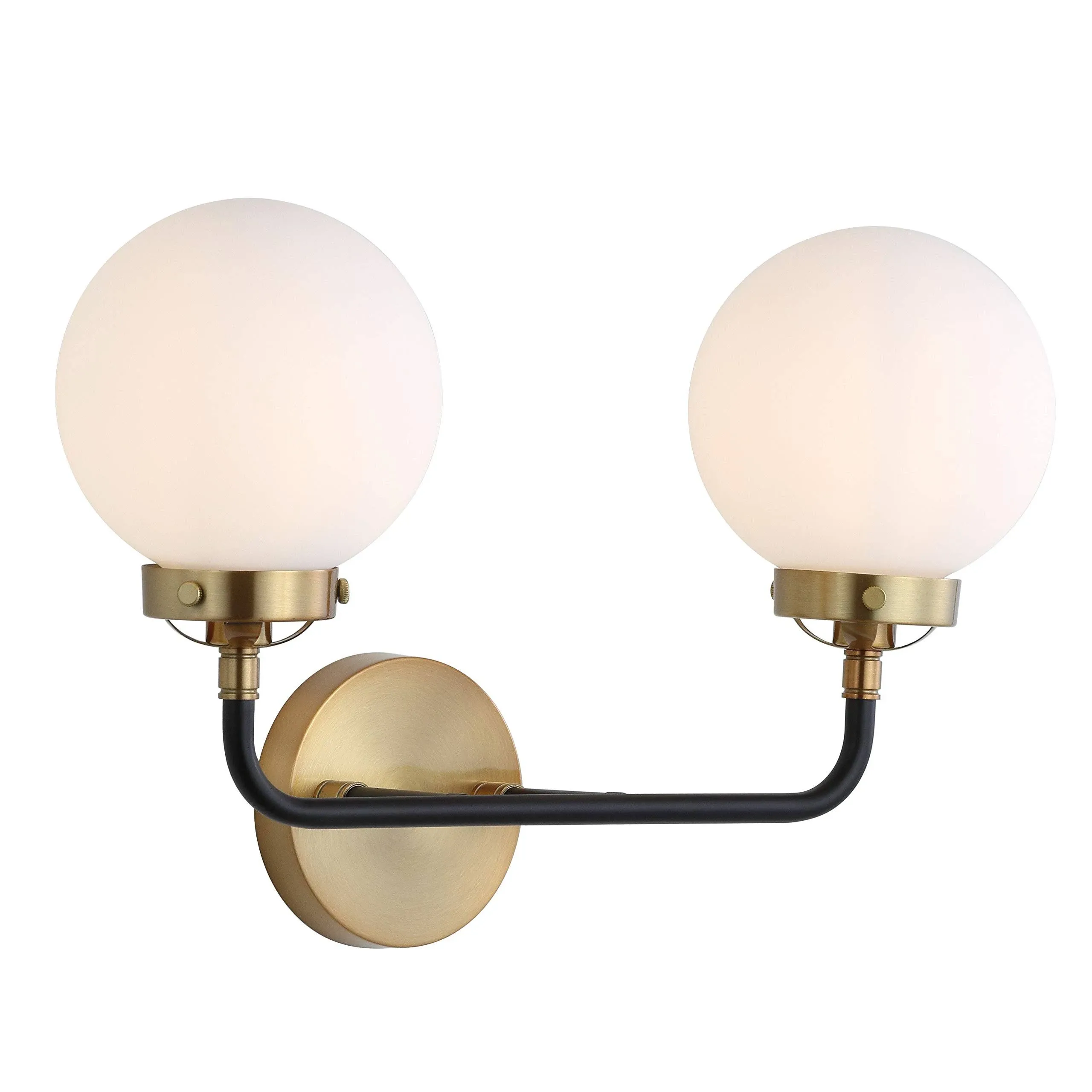 JONATHAN Y JYL9057A Caleb 2-Light 18" Brass Vanity, Contemporary, Modern, Office, Living Room, Family Room, Dining Room, Kitchen, Bedroom, Bathroom, Hallway, Foyer, Chrome/Black