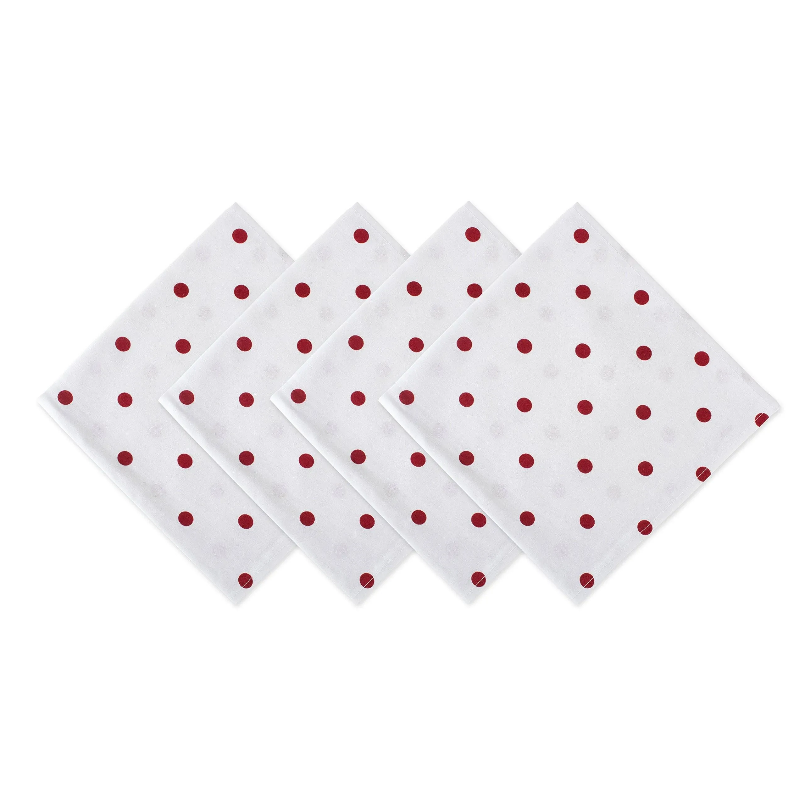 DII Polka Dot Kitchen Collection, Napkins, 18x18, White/Red, 4 Piece