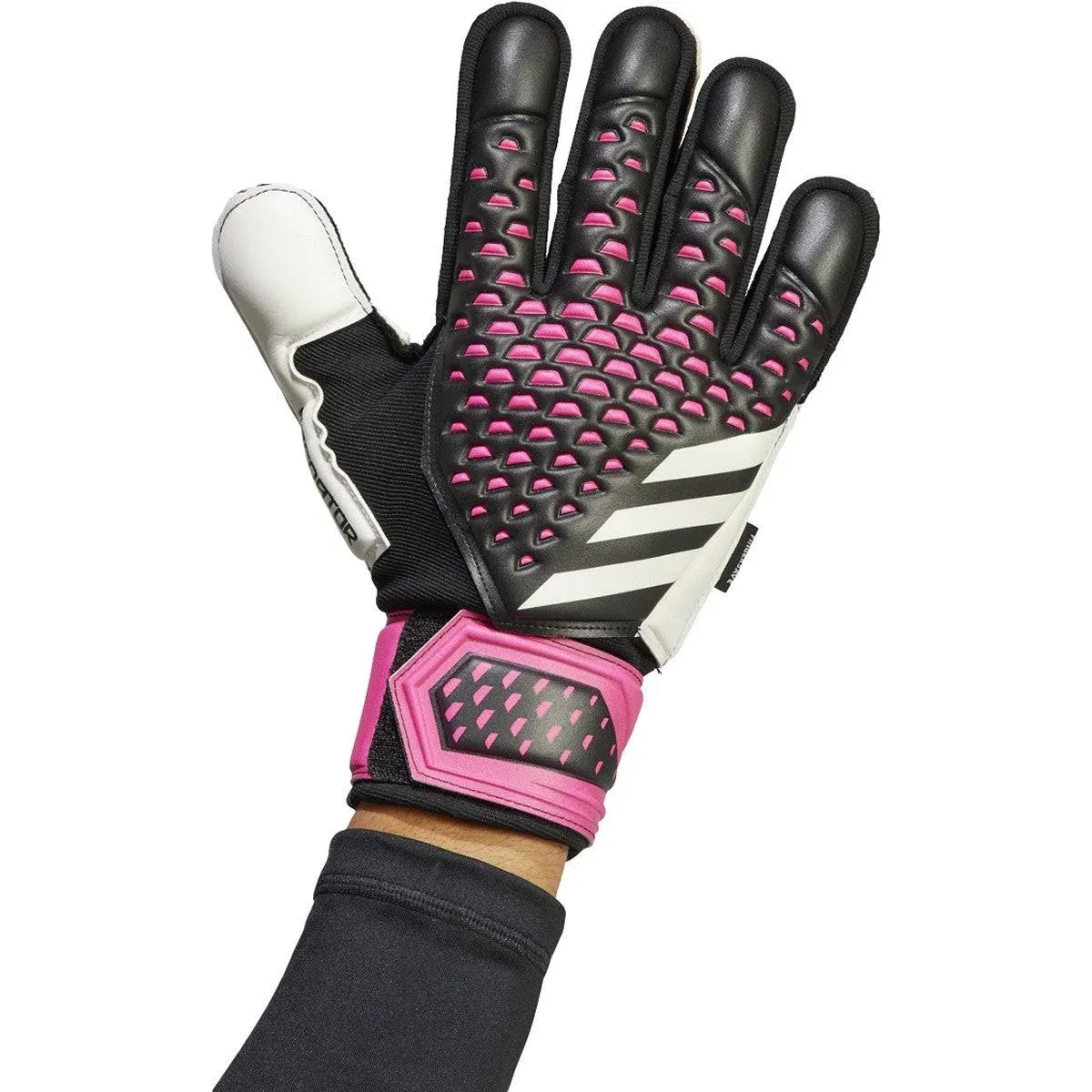 Adidas Predator Match Fingersave Goalkeeper Gloves - Black/White/Pink - Size 8