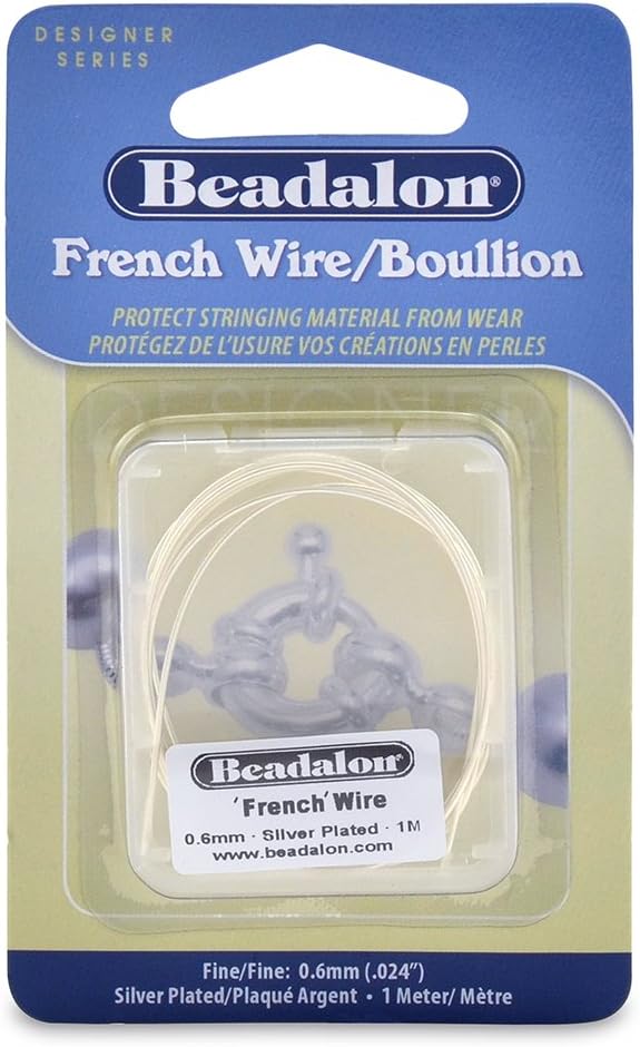 Beadalon French Wire, 0.60 mm / .024 in, Silver Plated, 1 Meter