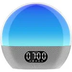 WiiM Wake-up Light, Alexa Built-in, Unlimited Sound Choices, All-in-One Sunrise Alarm Clock, Sound Machine, Sleep Routines and More - Polished Silver