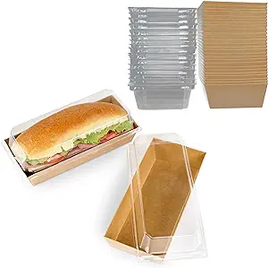 Lot45 Sandwich Paper Craft Box - 30pk 7.5in Disposable Food Containers with Lids