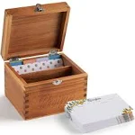 Acacia Wood Recipe Box with Cards - 100 4x6 Recipe Cards, 8 Dividers