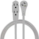 GE Three Outlet Power Strip 8 ft Cord Gray