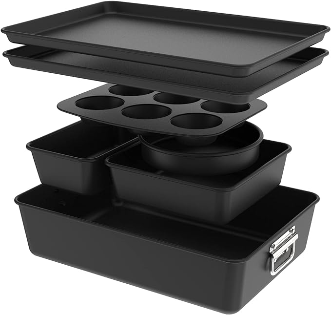 NutriChef 8-Piece Nonstick Stackable Bakeware Set w/ Non-Stick Coating