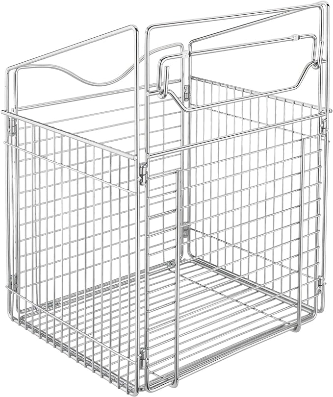 Rev-A-Shelf CTOHB-211319-CR-52 21 Inch Deep Cabinet Floor Tilt Out Steel Wire Clothes Laundry Hamper Basket with Mount Hook, Chrome