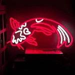 Koi Fish Neon Sign Koi Carp Neon Lights Japanese Fish Led Neon Red White Lucky Fish Neon Signs for Wall Decor 17”x9.5”with USB/Switch for Bar, Restaurant, Office, Living Room