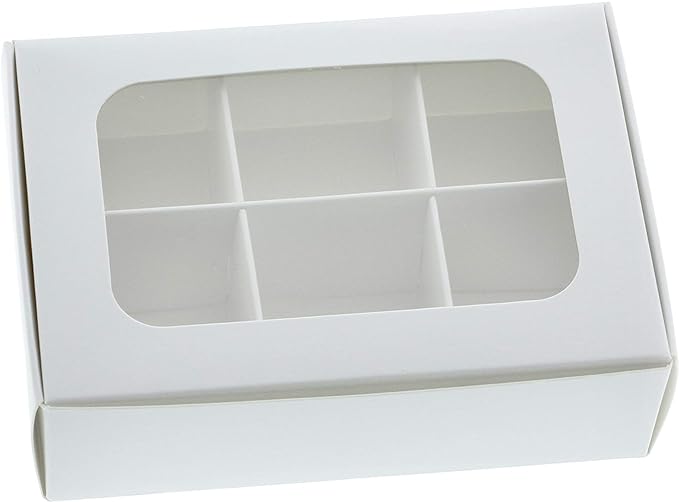 20-pack White Mini Candy Boxes with Window and Dividers | Chocolate Box | Treat Boxes with Window | Truffle Boxes | Chocolate Covered Strawberry Boxes | Clear Treat Boxes | Candy Boxes Packaging