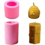 Fewo 2 Pack 3D Bee Honeycomb Candle Molds Beehive Silicone Mold for Homemade