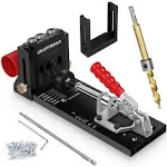 Pocket Hole Jig System with Portable Base Adjustable Metal Pocket Screw