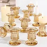 Lanttu Glass Candle Holders Set 12 Pcs Gold Candlestick Holders Bulk Taper Candle Holders for Wedding Festival Table Centerpi