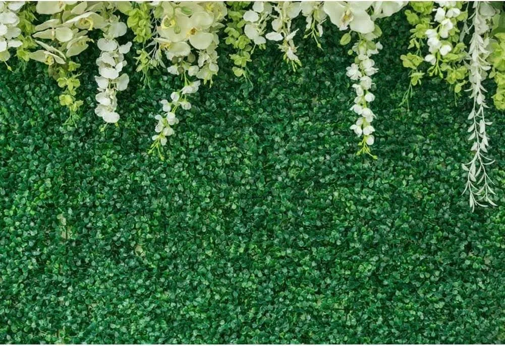 Greenery Backdrop Wall for Photography 10X8Ft Vinyl Green Leaf with Flowers