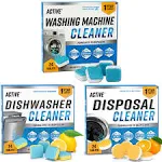 Active Washing Machine Dishwasher & Disposal Cleaning Tablets Appliance Refresh Bundle