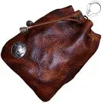 Wugebud 1 Pcs Leather Mini Medieval Pouch Keychain, Coin Organizer, Change Holder ...