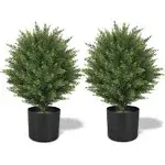  Two 21&#039;&#039;T Artificial Topiary Ball Tree UV Resistant Artificial Shrubs Potted 