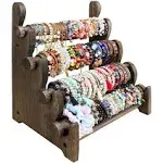 TOPNEW 4 Tier Wooden Bracelet Holder Bangle Watch Necklace Display Storage Jewelry Holder Stand Display Organizer