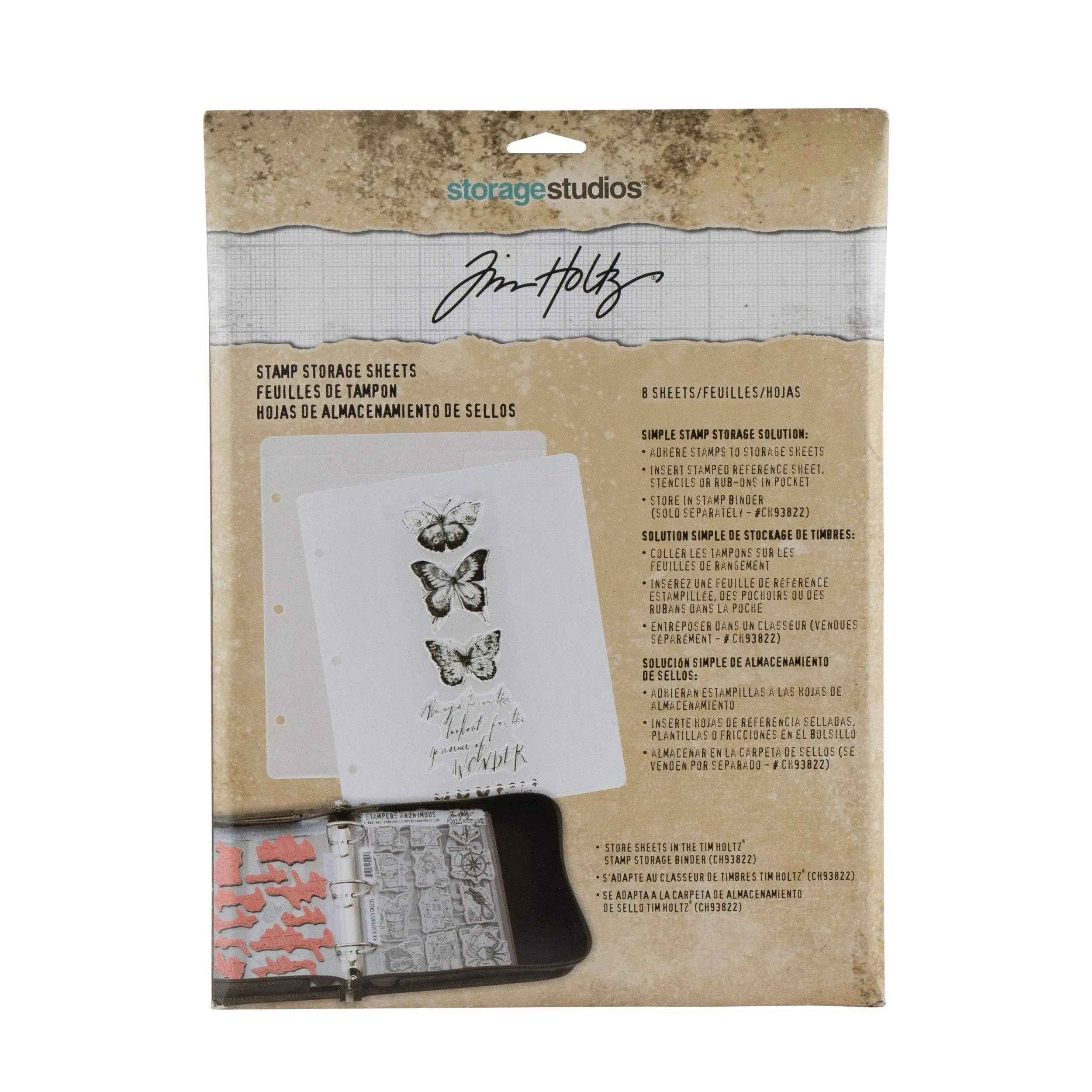 Tim Holtz Storage Studios Stamp Storage Binder Refills 8Pc, CH93823