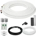 50Ft Length Mini Split Line Set 1/4&#034; 3/8&#034; OD Copper Pipes Tubing and 3/8 White P