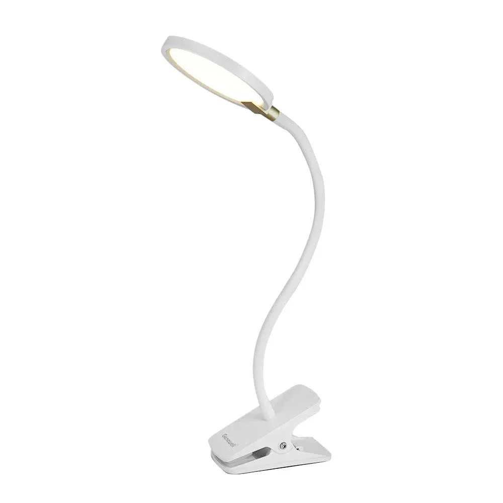 7W Flexible Gooseneck LED Desk lamp Touch 3 Steps Dimmable LED Clip on Light Reading lamp Warm White 3000K 3 Brightness Book Lights Eye Caring Clamp lamp